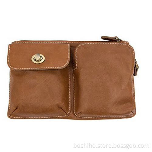 Boshiho FULL-GRAIN LEATHER steampunk hip bag for men